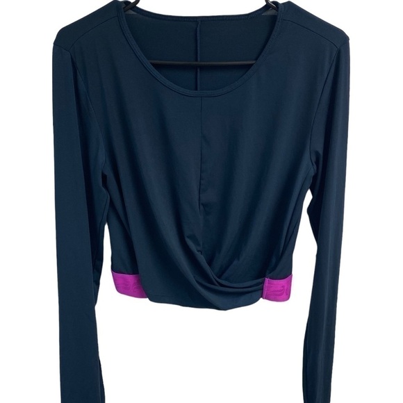 Fabletics PIA Front Twist Wide Elastic Bottom Band Thumbhole Cuffs Cropped L - Picture 7 of 15